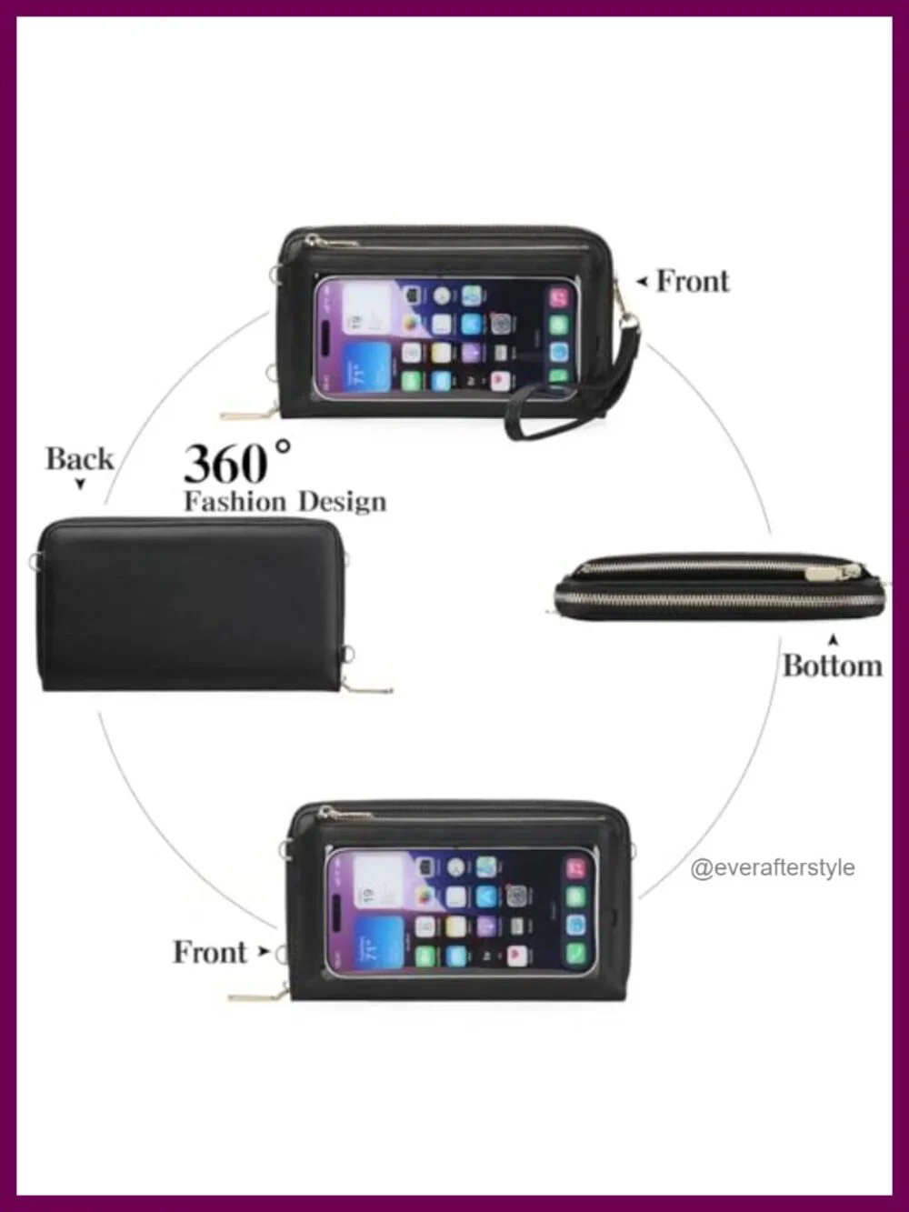 Crossbody Phone Purse RFID Blocking Touchscreen Window Faux Leather